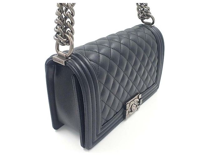 Chanel Caviar Boy Bag Medium Nero - vista 6