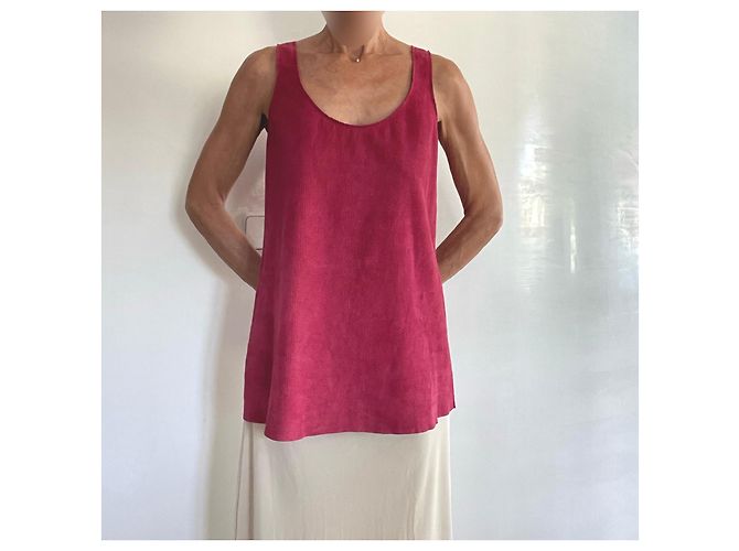 Stouls Canotta Framboise in Pelle Velluto Microperforata Rosa - vista 3