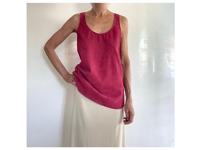 Stouls Canotta Framboise in Pelle Velluto Microperforata Rosa - vista 4