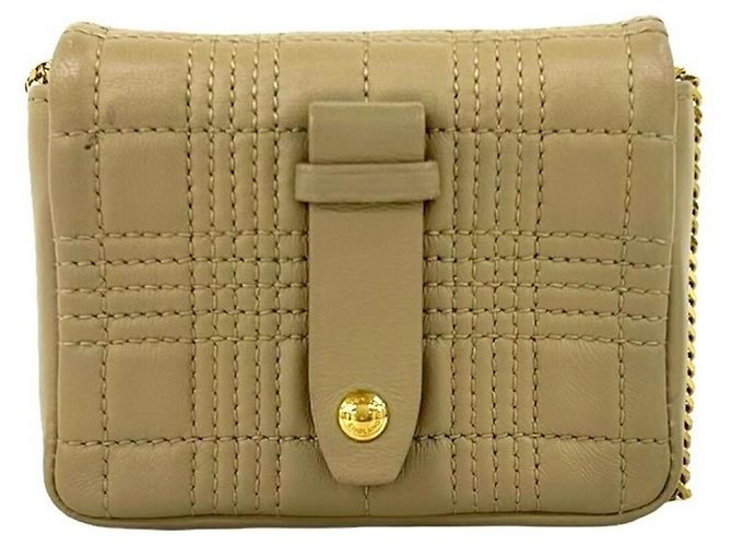 Borsa a tracolla Micro Chain in pelle con logo TB Burberry Laura Beige - vista 3