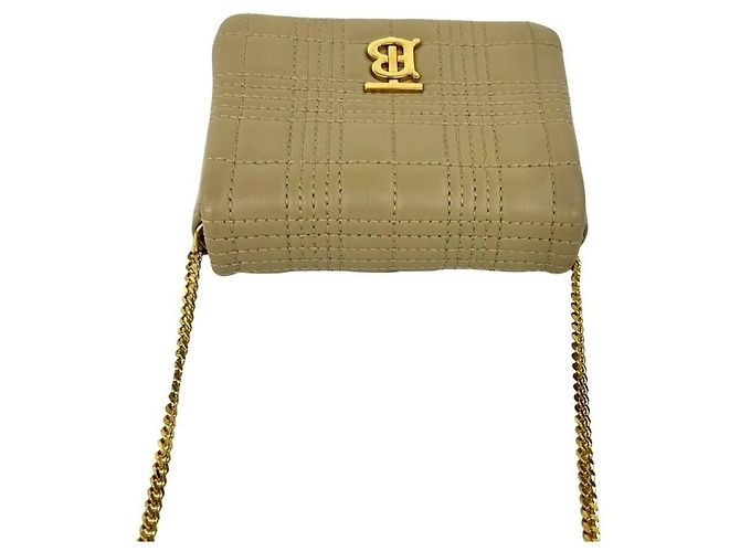 Borsa a tracolla Micro Chain in pelle con logo TB Burberry Laura Beige - vista 4