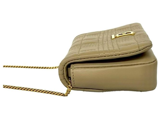 Borsa a tracolla Micro Chain in pelle con logo TB Burberry Laura Beige - vista 5