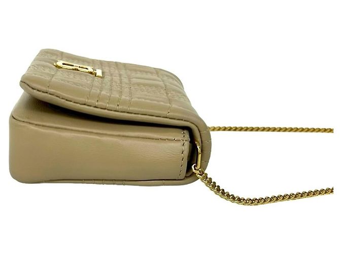 Borsa a tracolla Micro Chain in pelle con logo TB Burberry Laura Beige - vista 6