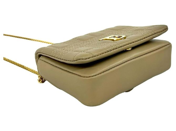 Borsa a tracolla Micro Chain in pelle con logo TB Burberry Laura Beige - vista 7