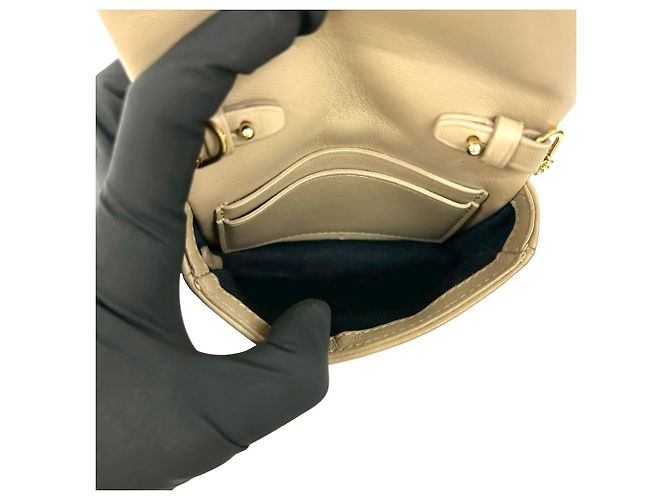 Borsa a tracolla Micro Chain in pelle con logo TB Burberry Laura Beige - vista 9