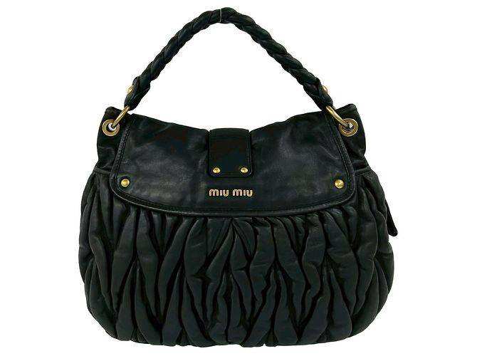 Miu Miu Matelassé Lederhandtasche mit Logo-Hardware Schwarz - Ansicht 3