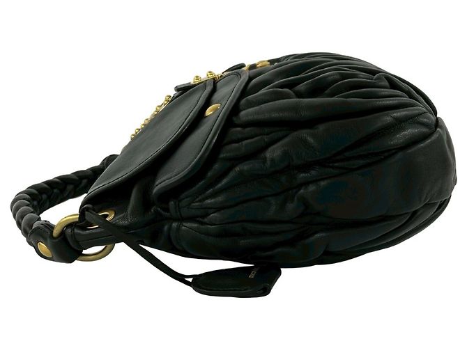 Miu Miu Matelassé Lederhandtasche mit Logo-Hardware Schwarz - Ansicht 5