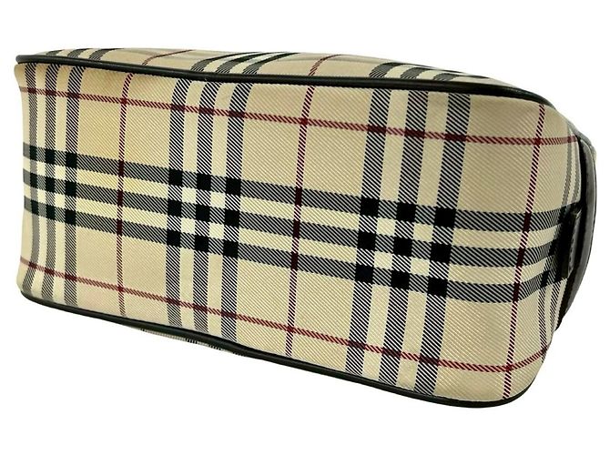 Borsa Boston Burberry in tela e pelle beige e marrone - vista 8
