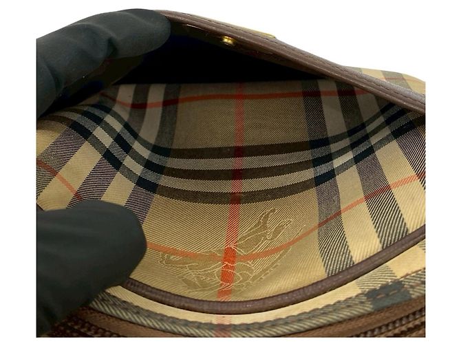 Borsa a tracolla mini Burberry Nova Check con motivo Horse Shadow Marrone Beige - vista 10