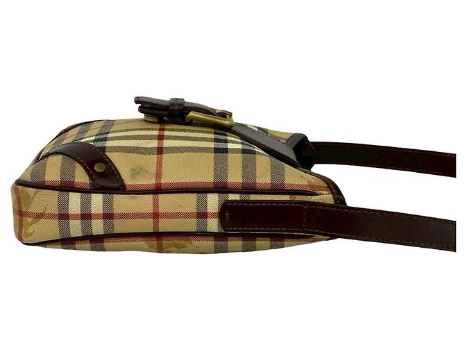 Borsa a tracolla in pelle Burberry Nova Check Shadow Horse Pattern Marrone Beige - vista 6