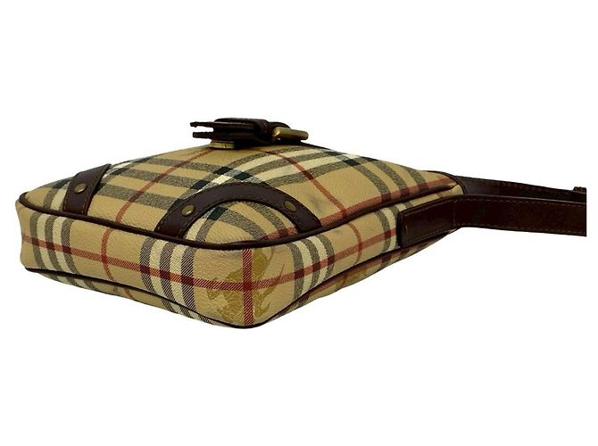 Borsa a tracolla in pelle Burberry Nova Check Shadow Horse Pattern Marrone Beige - vista 8