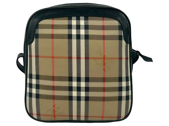 Burberry Shadow Horse Logo Nova Check Pattern Shoulder Bag Black Beige - view 3
