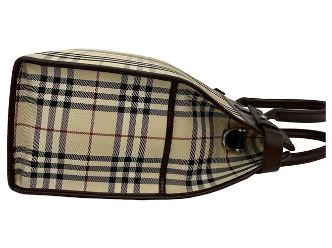 BURBERRY Borsa a mano/Borsa a tracolla 2-Way Marrone Nero Bianco Rosso Beige - vista 6