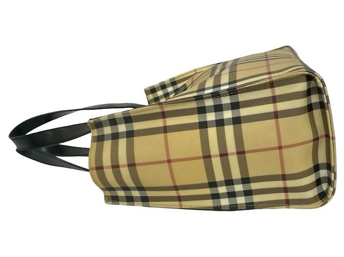 Burberry Nova Check Pattern Leder Handtasche Tote Bag Schwarz Beige - Ansicht 5