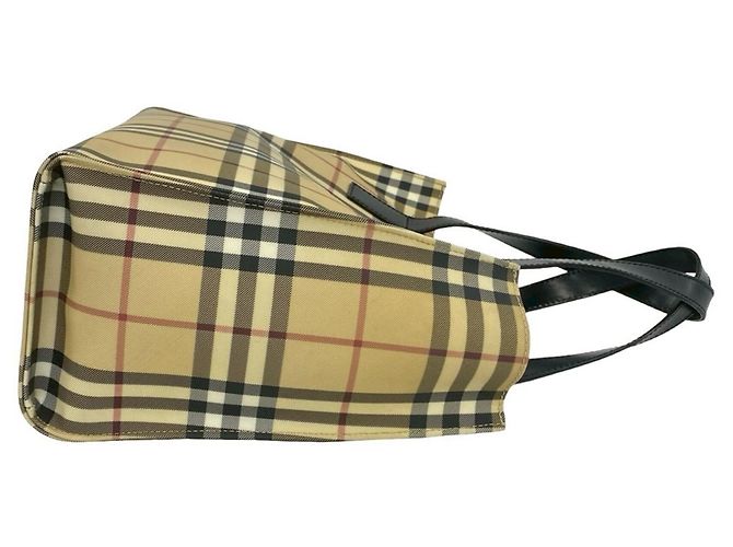 Burberry Nova Check Pattern Leder Handtasche Tote Bag Schwarz Beige - Ansicht 6