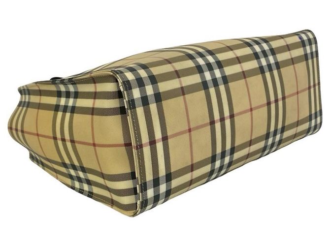 Burberry Nova Check Pattern Leder Handtasche Tote Bag Schwarz Beige - Ansicht 7