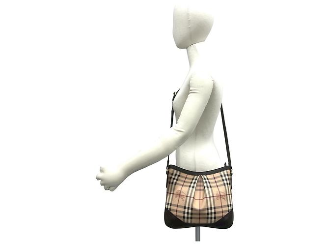 Borsa a tracolla in pelle Burberry Nova Check Pattern Marrone Nero Bianco Rosso Beige - vista 2