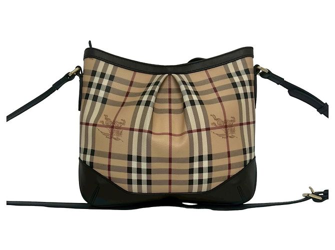 Borsa a tracolla in pelle Burberry Nova Check Pattern Marrone Nero Bianco Rosso Beige - vista 3