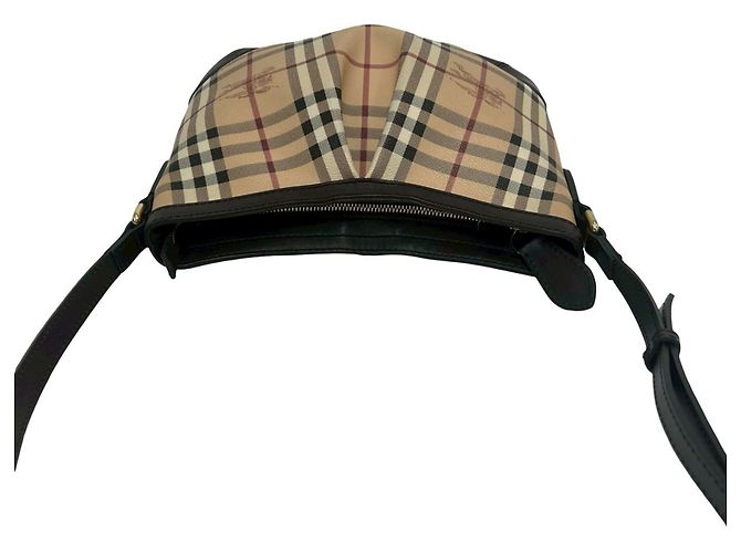 Borsa a tracolla in pelle Burberry Nova Check Pattern Marrone Nero Bianco Rosso Beige - vista 4