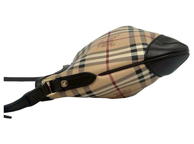 Borsa a tracolla in pelle Burberry Nova Check Pattern Marrone Nero Bianco Rosso Beige - vista 5