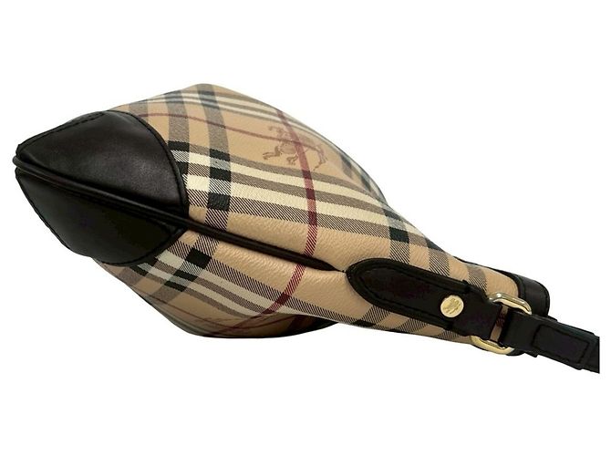 Borsa a tracolla in pelle Burberry Nova Check Pattern Marrone Nero Bianco Rosso Beige - vista 6
