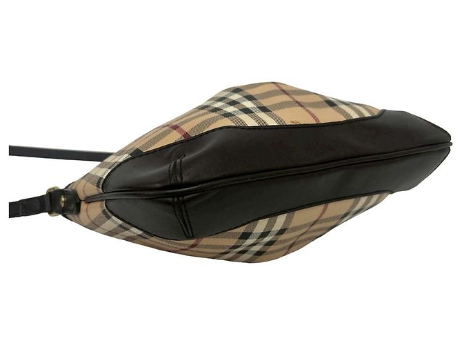 Borsa a tracolla in pelle Burberry Nova Check Pattern Marrone Nero Bianco Rosso Beige - vista 7