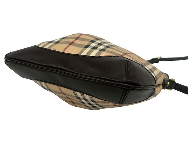 Borsa a tracolla in pelle Burberry Nova Check Pattern Marrone Nero Bianco Rosso Beige - vista 8