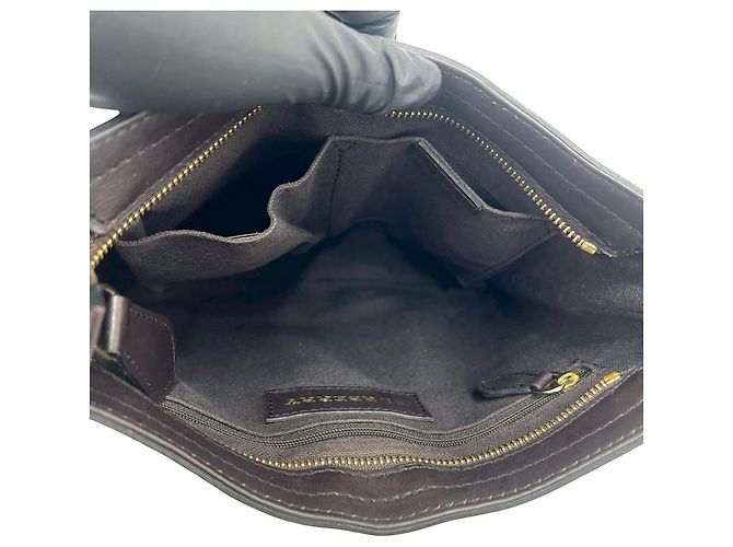 Borsa a tracolla in pelle Burberry Nova Check Pattern Marrone Nero Bianco Rosso Beige - vista 9