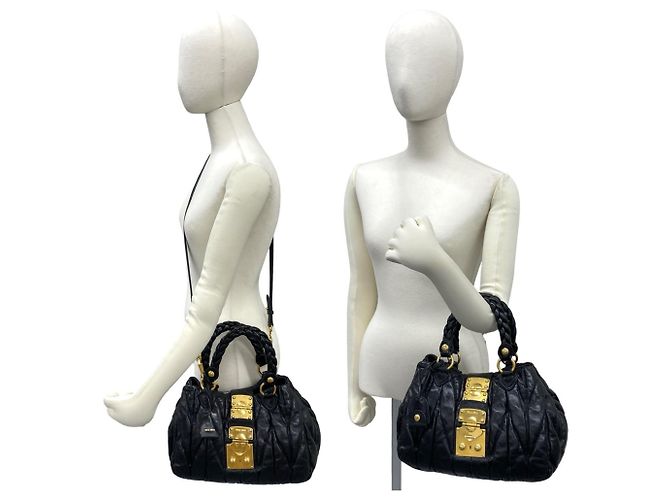 Miu Miu Matelassé Leder 2-Way Handtasche Schwarz - Ansicht 2
