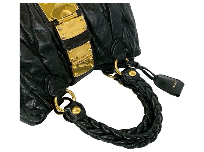 Miu Miu Matelassé Leder 2-Way Handtasche Schwarz - Ansicht 4