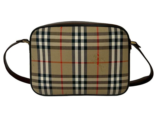 Burberry Nova Check Semi-Shoulder Bag Braun Schwarz Weiß Rot Beige - Ansicht 3