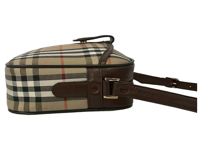 Burberry Nova Check Semi-Shoulder Bag Braun Schwarz Weiß Rot Beige - Ansicht 6
