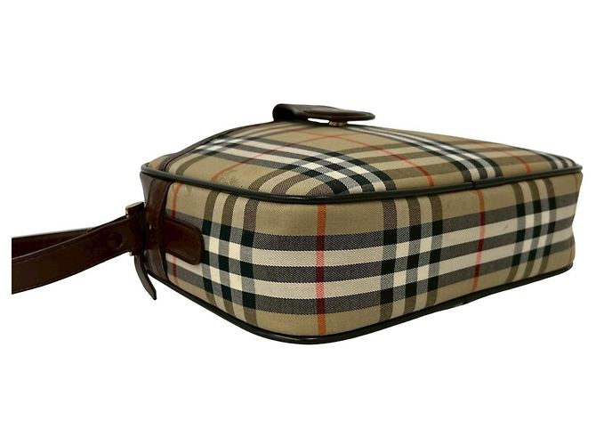 Burberry Nova Check Semi-Shoulder Bag Braun Schwarz Weiß Rot Beige - Ansicht 7