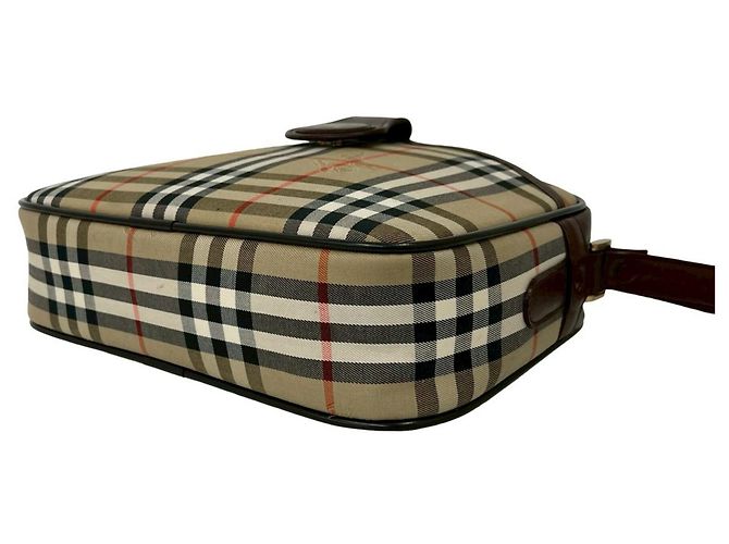 Burberry Nova Check Semi-Shoulder Bag Braun Schwarz Weiß Rot Beige - Ansicht 8