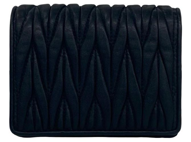 Miu Miu Tarjetero mini bi-fold de piel negra Negro - vista 2