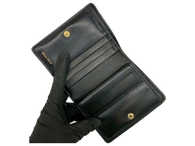 Miu Miu Tarjetero mini bi-fold de piel negra Negro - vista 7
