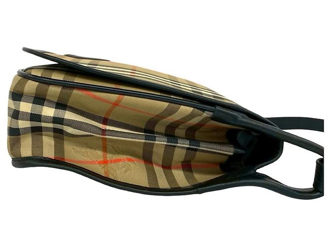 Borsa a tracolla Burberry Nova Check in tela e pelle Nero Beige - vista 6
