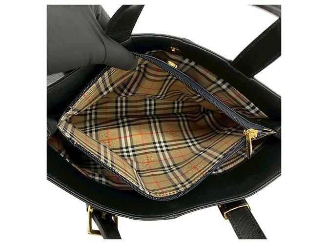 Burberry Vintage Logo Hardware Nova Check Lederhandtasche Schwarz - Ansicht 10