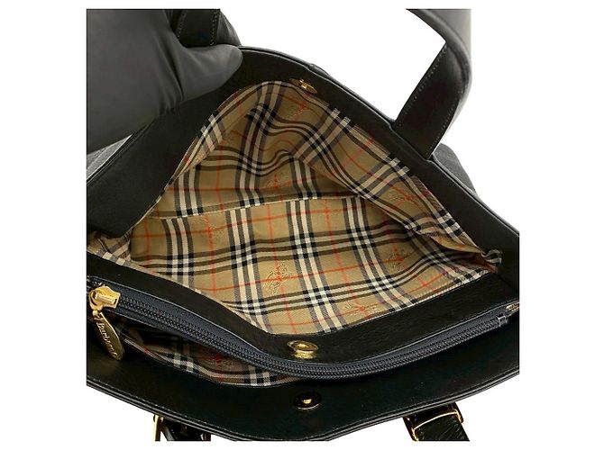 Burberry Vintage Logo Hardware Nova Check Lederhandtasche Schwarz - Ansicht 9