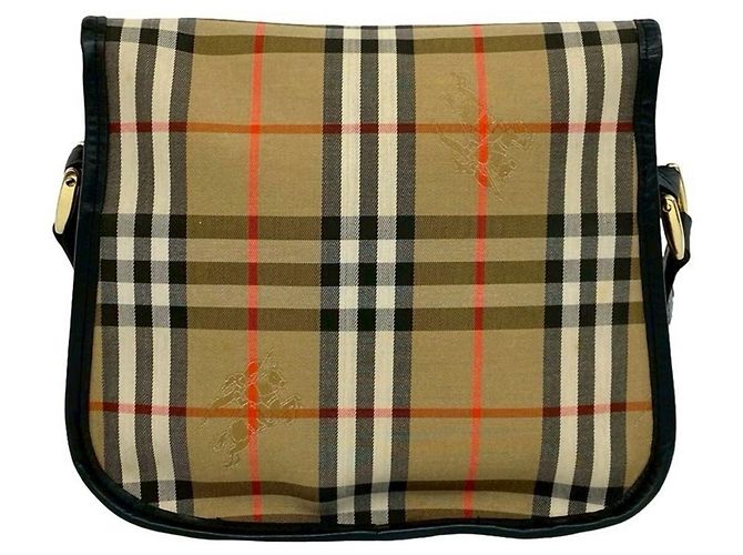 Borsa a tracolla Burberry in tela e pelle Marrone - vista 3