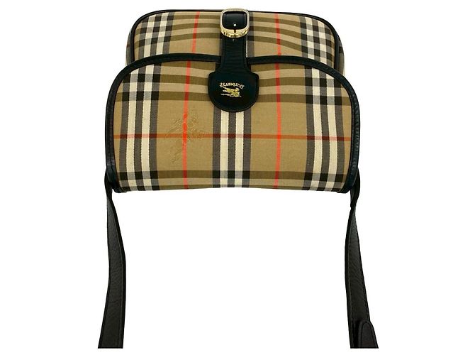 Borsa a tracolla Burberry in tela e pelle Marrone - vista 4
