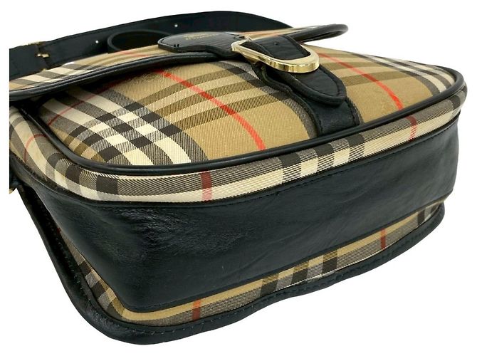 Borsa a tracolla Burberry in tela e pelle Marrone - vista 7