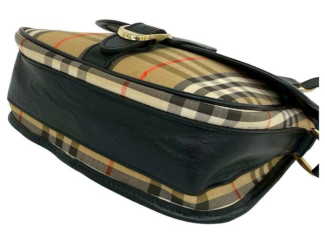 Borsa a tracolla Burberry in tela e pelle Marrone - vista 8