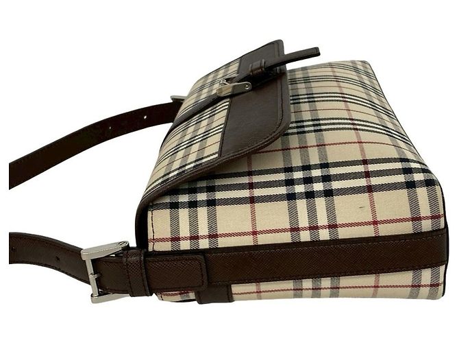 Borsa Burberry Nova Check in tela e pelle Marrone Beige - vista 5