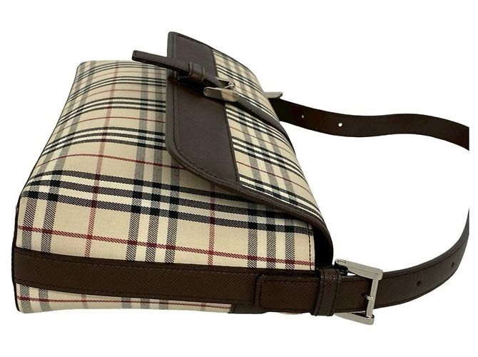 Borsa Burberry Nova Check in tela e pelle Marrone Beige - vista 6