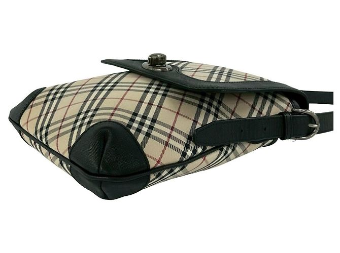 Bolsa de Ombro Burberry em Lona e Couro com Padrão Nova Check e Fecho Turnlock Preto Bege - vista 8