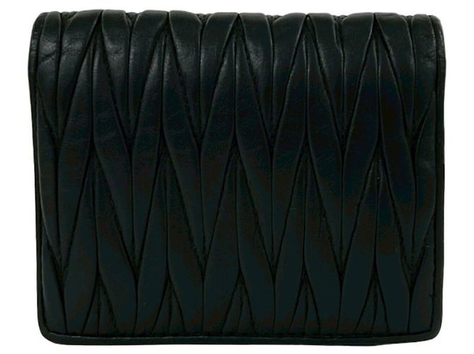 Cartera bi-fold de piel Matelassé Logo Bijou Miu Miu Negro - vista 2