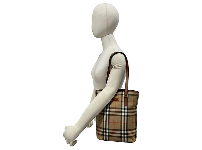 Burberry Nova Check Shadow Horse Pattern Tote Bag Braun Beige - Ansicht 2