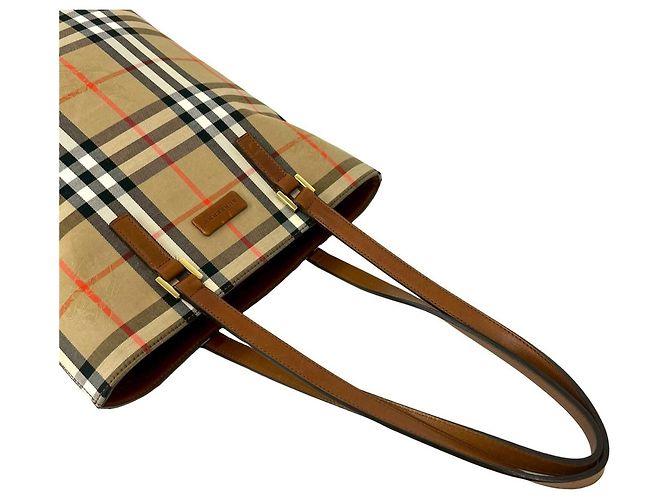 Burberry Nova Check Shadow Horse Pattern Tote Bag Braun Beige - Ansicht 4