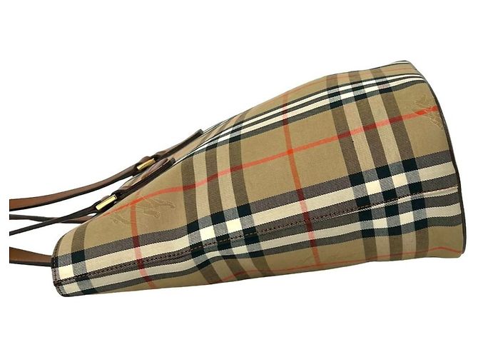Burberry Nova Check Shadow Horse Pattern Tote Bag Braun Beige - Ansicht 5